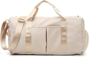 Gym Bag Wet and Dry Sport Bags with Shoe Compartment Travel Bag Waterproof Cute Gym Bag for Women and Men Training Tote Yoga Bag(Beige)