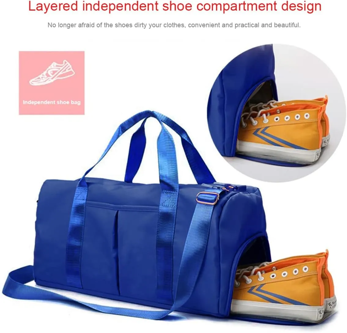 Gym Bag Wet and Dry Sport Bags with Shoe Compartment Travel Bag Waterproof Cute Gym Bag for Women and Men Training Tote Yoga Bag(Blue)