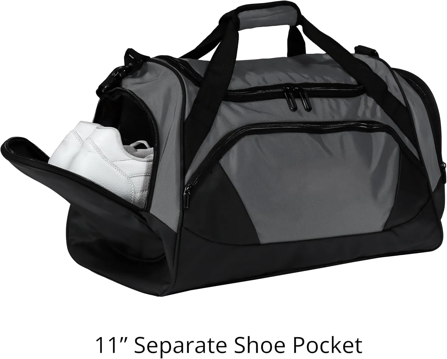 Gym Bag with Shoe Compartment for Men and Women -Durable, Water-Resistant Sports Duffel for Fitness, Travel, and More (Gray)