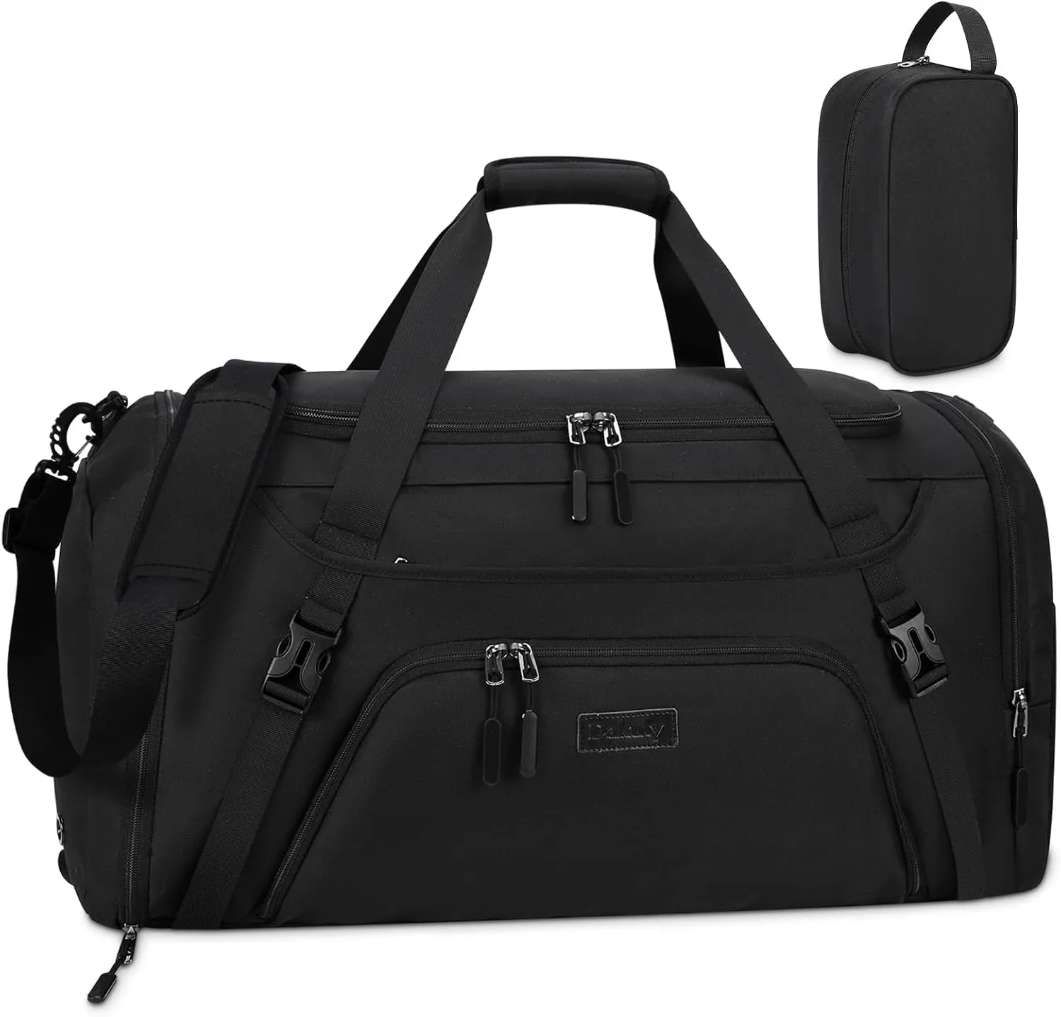 Gym Duffle Bag for Women Men 55L Waterproof Sports Bags Travel Duffel Bags with Shoe Compartment,Wet Pocket Large Weekender Overnight Bag with Toiletry Bag,Black