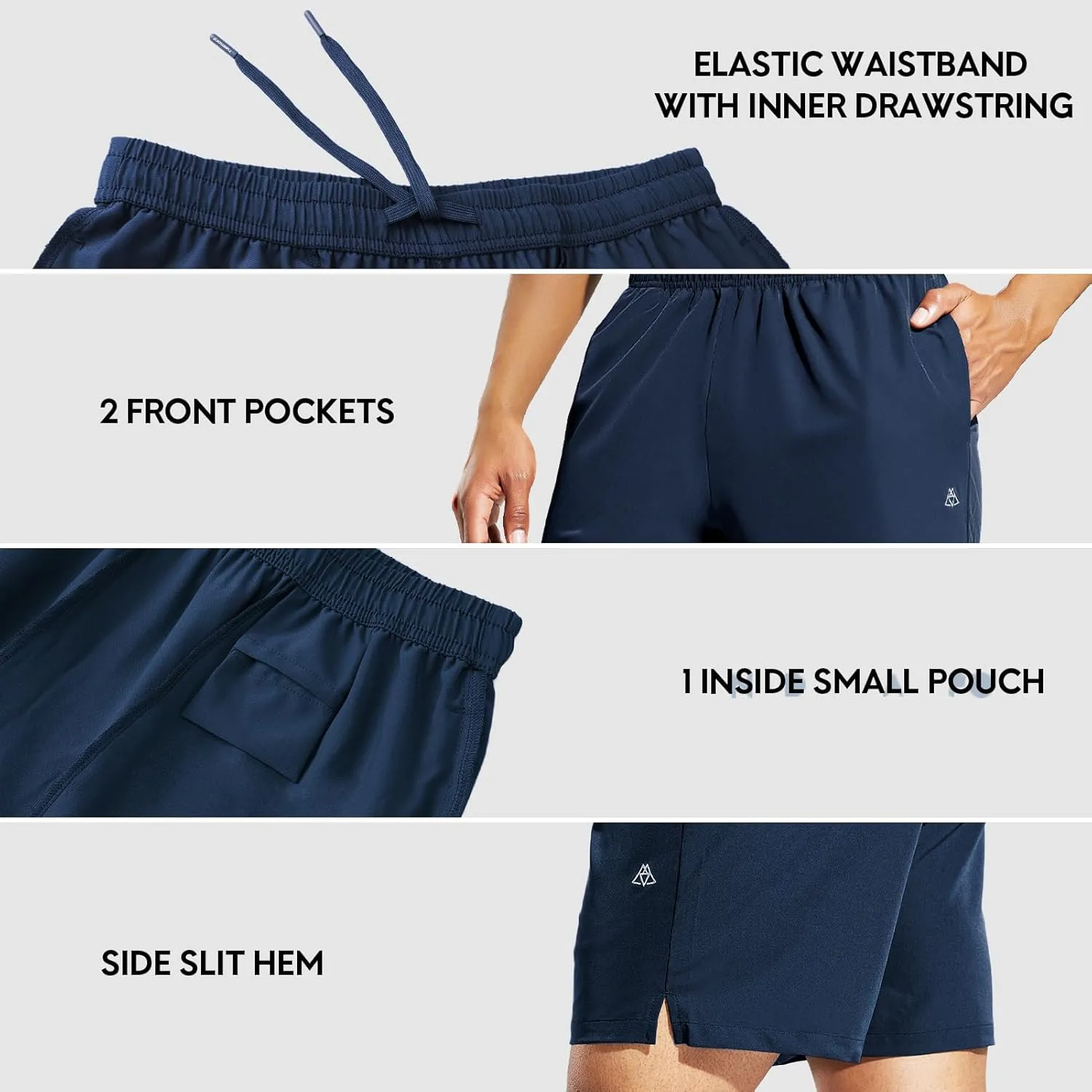 Haimont Men's Athletic Running Shorts 5 Inches for Gym Sports Active Workout with Pockets, Quick Dry, Water Resistant