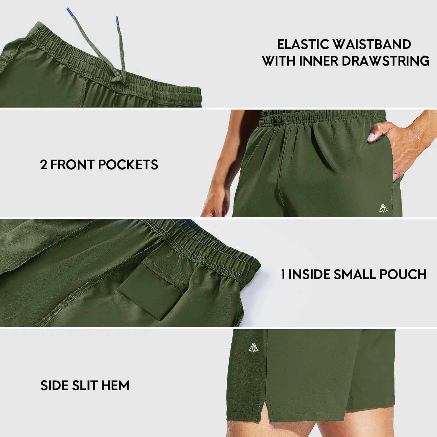 Haimont Men's Athletic Running Shorts 5 Inches for Gym Sports Active Workout with Pockets, Quick Dry, Water Resistant
