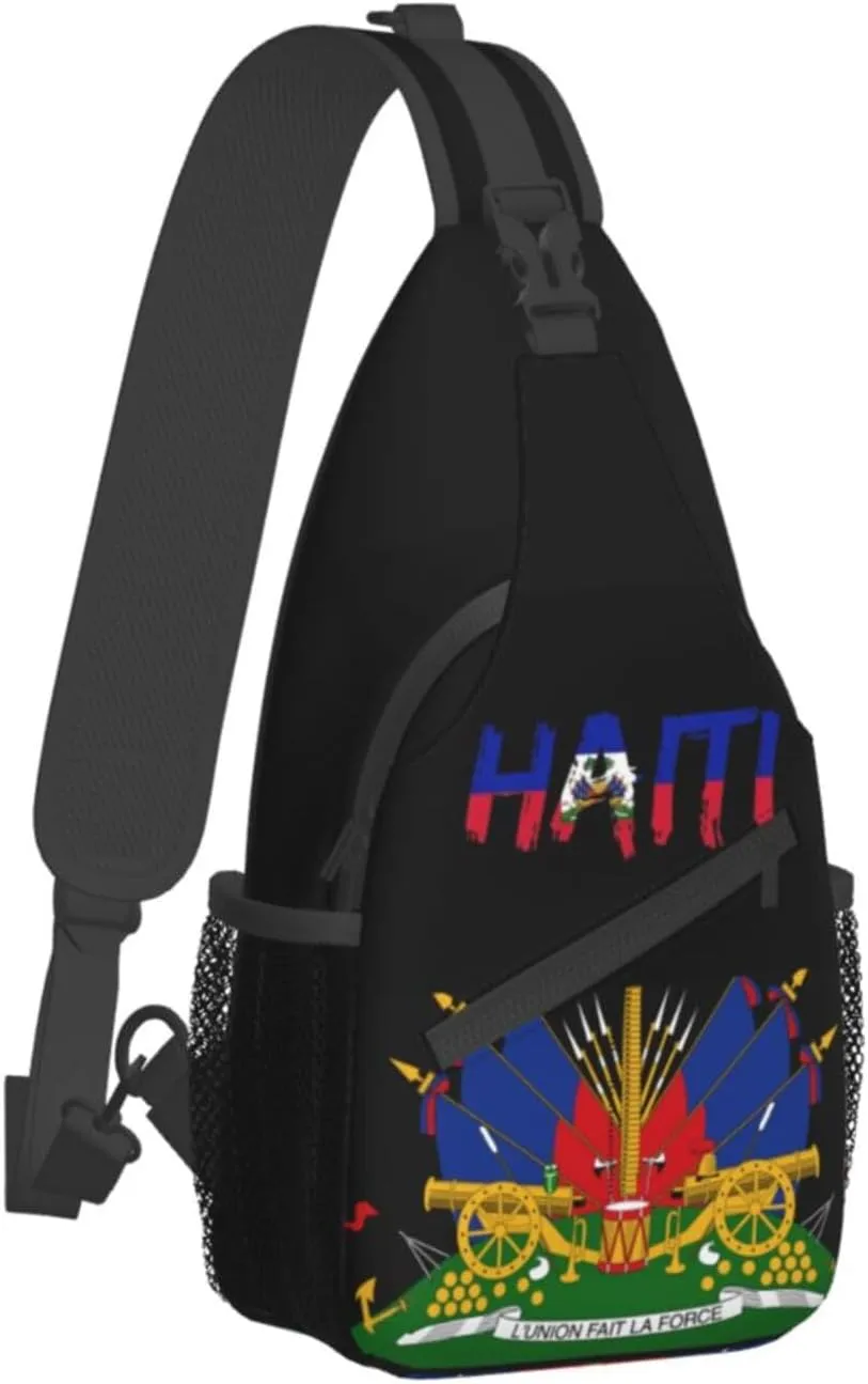 Haiti Crossbody Bag Haitian Shoulder Bag Backpack Haiti Flag Sling Bag Chest Casual Daypack Bag