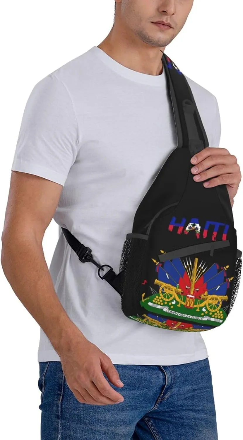 Haiti Crossbody Bag Haitian Shoulder Bag Backpack Haiti Flag Sling Bag Chest Casual Daypack Bag