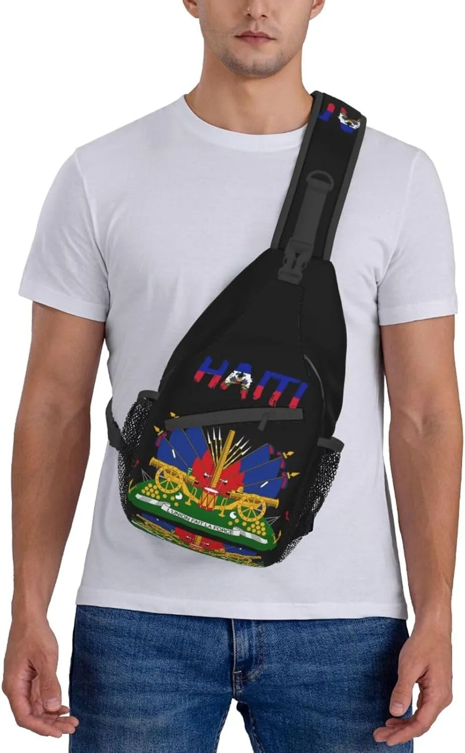Haiti Crossbody Bag Haitian Shoulder Bag Backpack Haiti Flag Sling Bag Chest Casual Daypack Bag