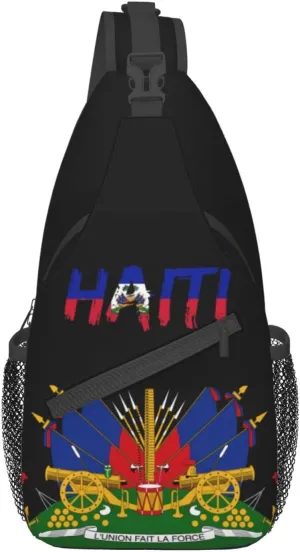 Haiti Crossbody Bag Haitian Shoulder Bag Backpack Haiti Flag Sling Bag Chest Casual Daypack Bag