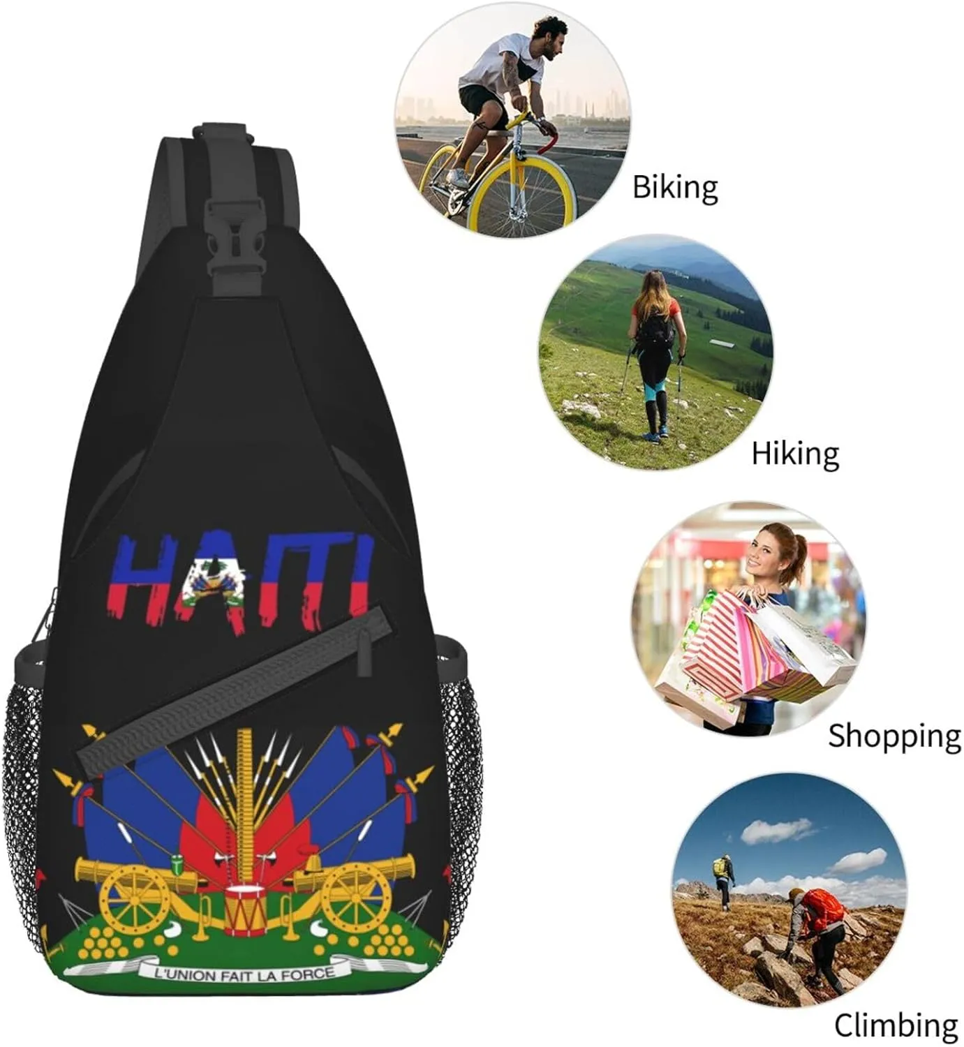 Haiti Crossbody Bag Haitian Shoulder Bag Backpack Haiti Flag Sling Bag Chest Casual Daypack Bag