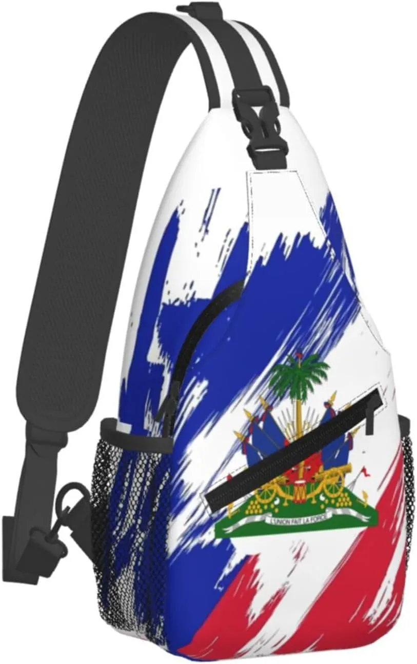 Haiti Crossbody Bag Israel Flag Shoulder Bag Backpack Haitian Sling Bag Haiti Haitian Flag Chest Casual Daypack Bag