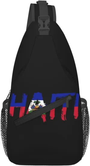 Haiti Crossbody Bag Israel Flag Shoulder Bag Backpack Haitian Sling Bag Haiti Haitian Flag Chest Casual Daypack Bag