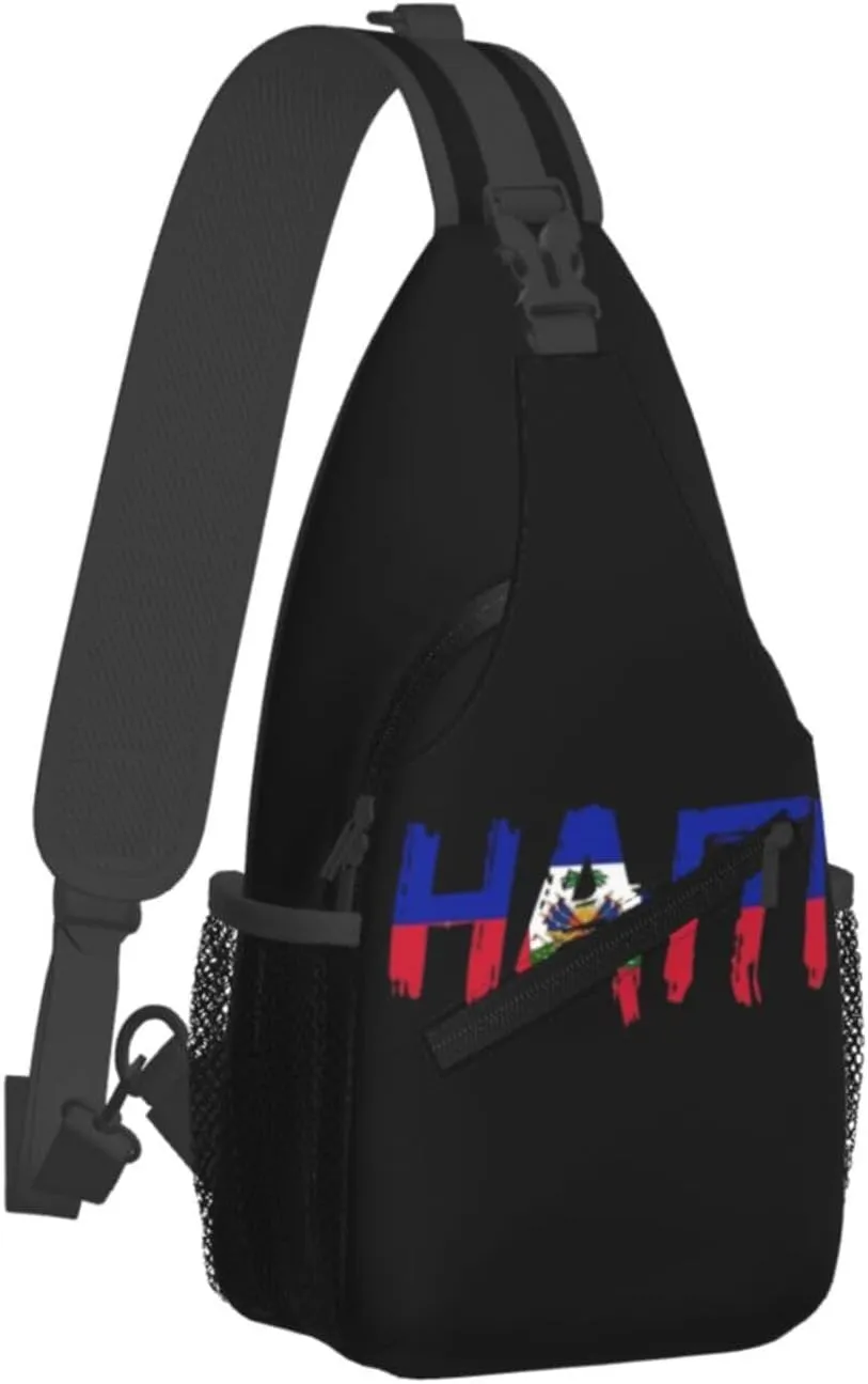 Haiti Crossbody Bag Israel Flag Shoulder Bag Backpack Haitian Sling Bag Haiti Haitian Flag Chest Casual Daypack Bag