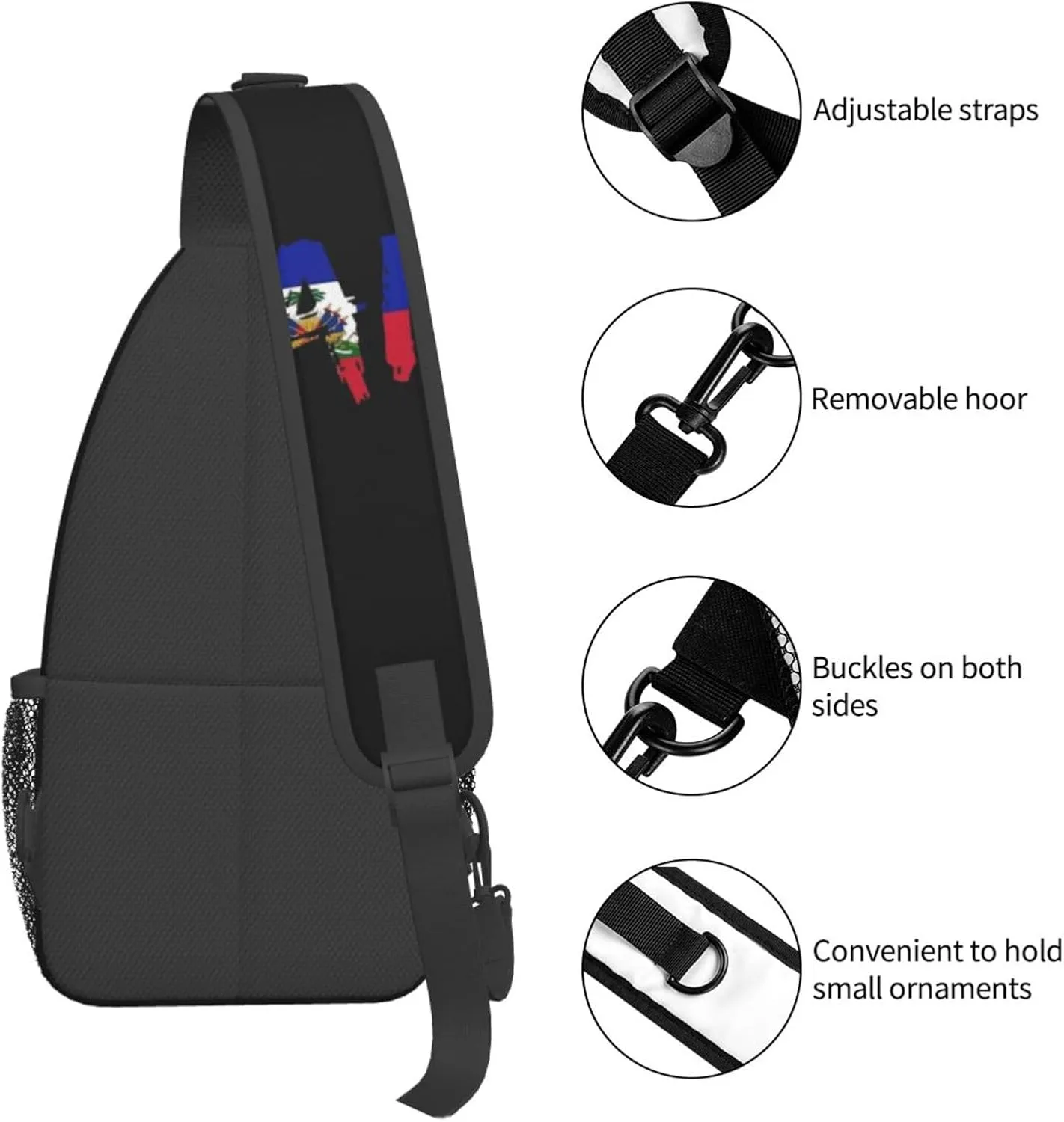 Haiti Crossbody Bag Israel Flag Shoulder Bag Backpack Haitian Sling Bag Haiti Haitian Flag Chest Casual Daypack Bag