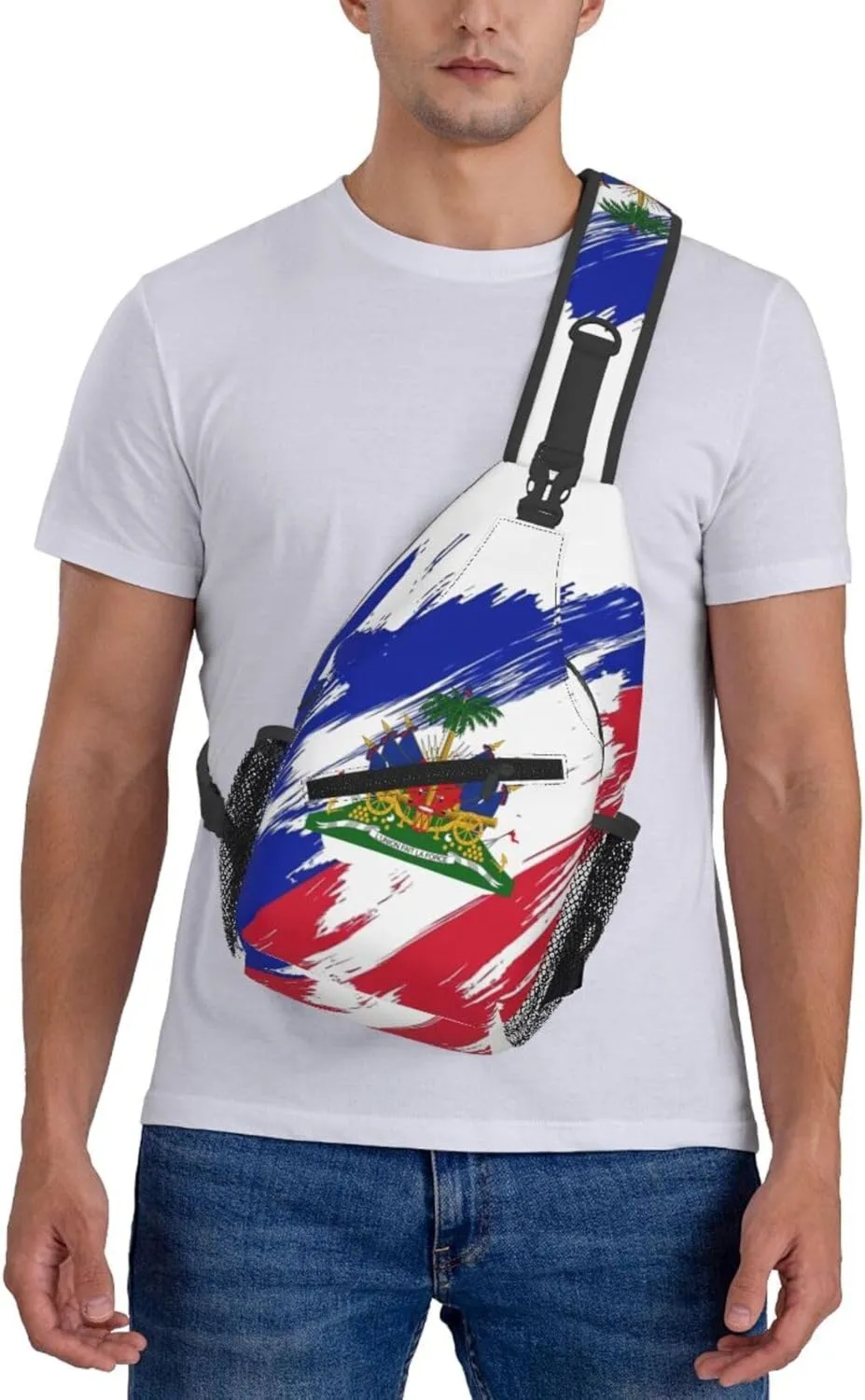 Haiti Crossbody Bag Israel Flag Shoulder Bag Backpack Haitian Sling Bag Haiti Haitian Flag Chest Casual Daypack Bag