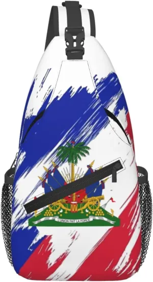 Haiti Crossbody Bag Israel Flag Shoulder Bag Backpack Haitian Sling Bag Haiti Haitian Flag Chest Casual Daypack Bag
