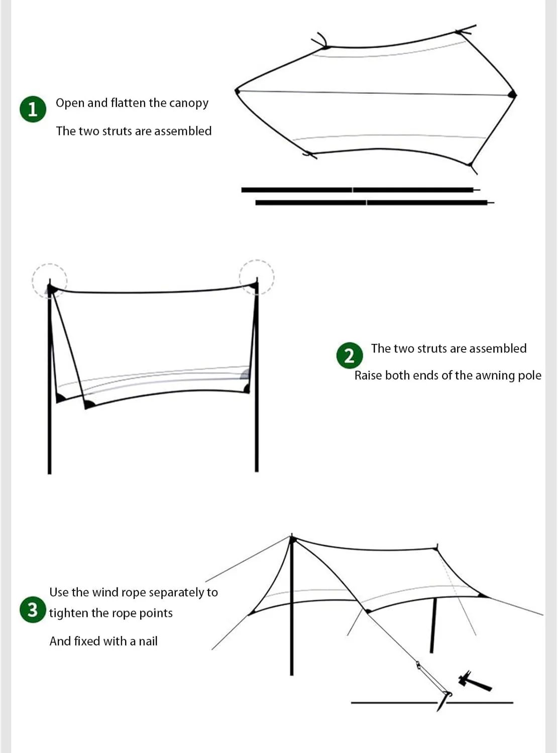 Hammock Rain Fly, Camping Tarp Set, Camping Tarp with Poles, Silver Glue Butterfly Tent Outdoor, Waterproof Tent Tarp, Sun and Rain Canopy for Picnic,Beach, Outdoor Activities(Vinyl)