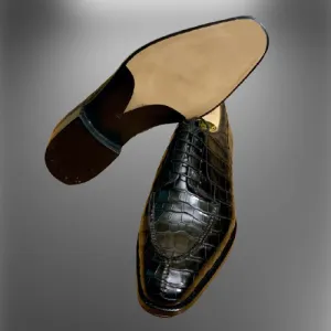 Handmade Black Crocodile Leather Dress Shoes for Men