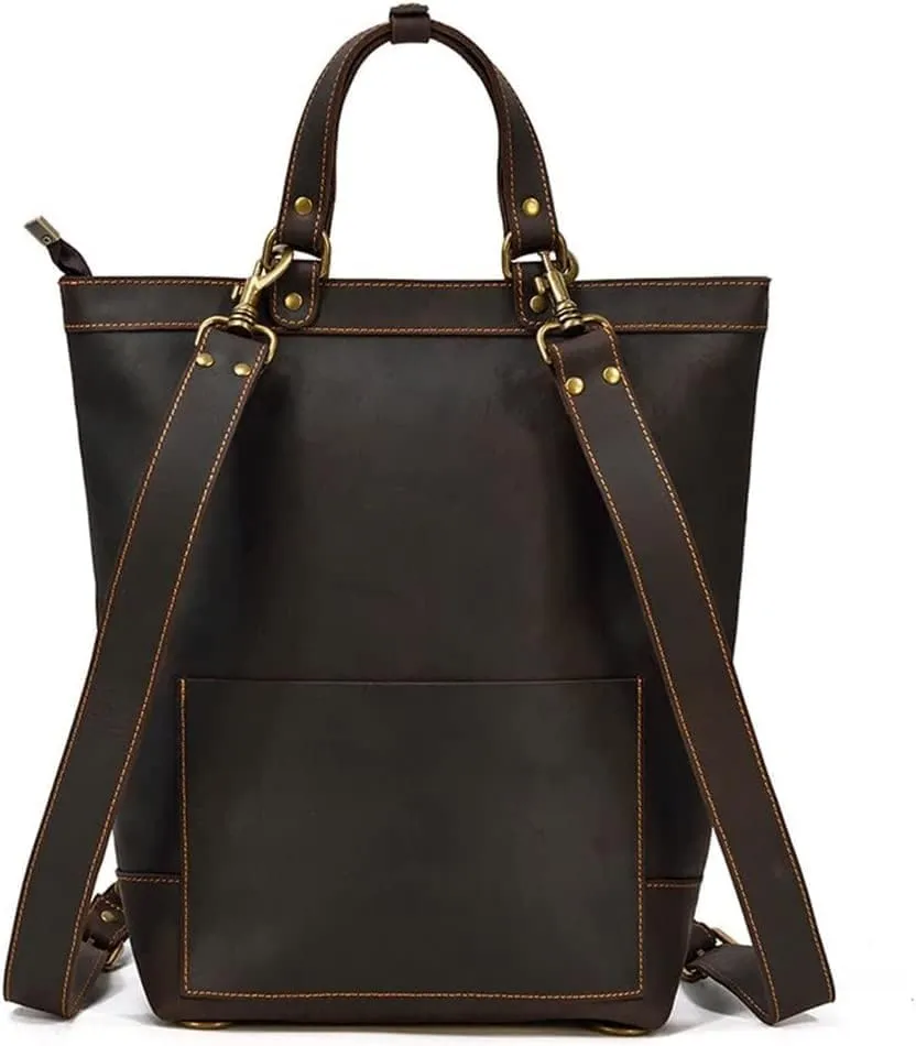 Handmade Dual-purpose Backpack Men's Handbag Vertical Multifunctional Briefcase Leisure Bag Travel(D)(D)