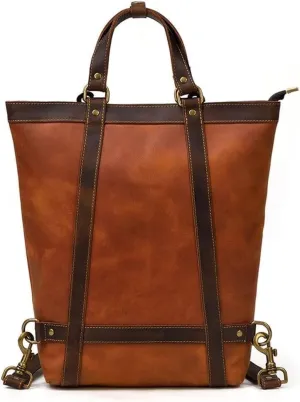 Handmade Dual-purpose Backpack Men's Handbag Vertical Multifunctional Briefcase Leisure Bag Travel(D)(D)
