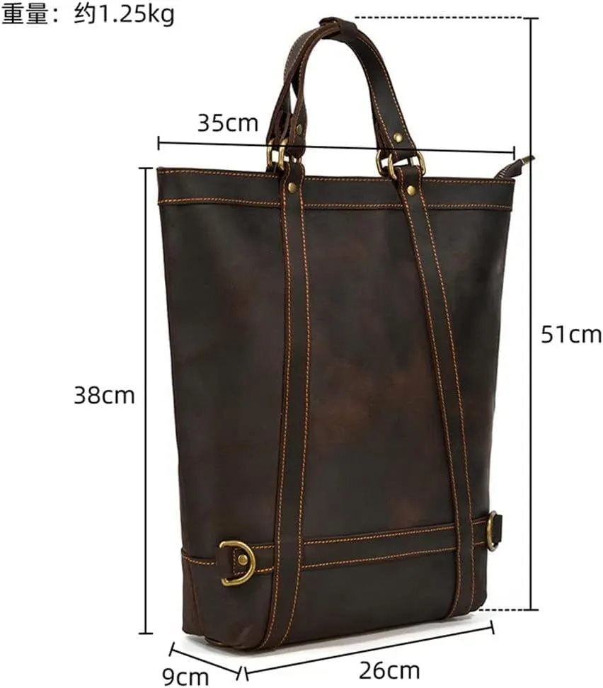 Handmade Dual-purpose Backpack Men's Handbag Vertical Multifunctional Briefcase Leisure Bag Travel(D)(D)