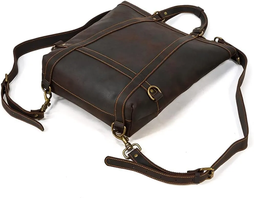 Handmade Dual-purpose Backpack Men's Handbag Vertical Multifunctional Briefcase Leisure Bag Travel(D)(D)