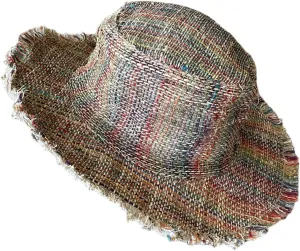 Handmade Multicolor Stripe Hemp Sun Hat – Unisex Eco-Friendly Wide Brim Hat for Men & Women – Lightweight, Breathable, Packable Summer Hat for Beach, Travel, Festival & Outdoor Use