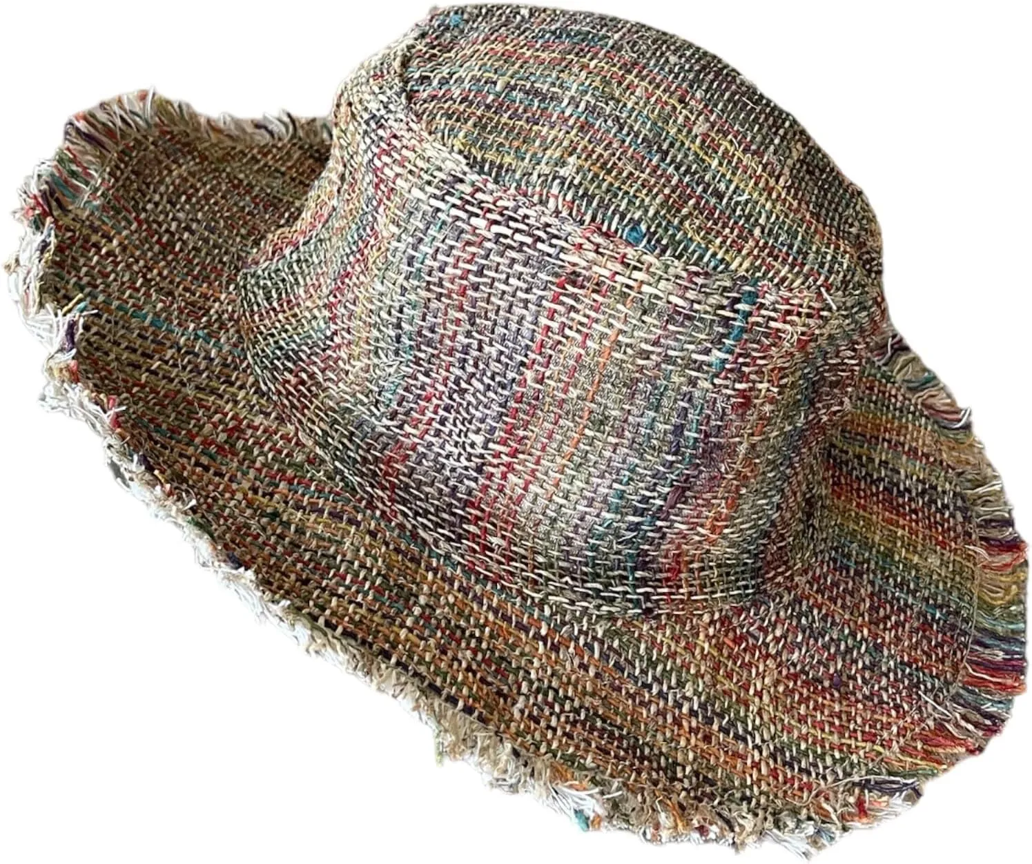Handmade Multicolor Stripe Hemp Sun Hat – Unisex Eco-Friendly Wide Brim Hat for Men & Women – Lightweight, Breathable, Packable Summer Hat for Beach, Travel, Festival & Outdoor Use