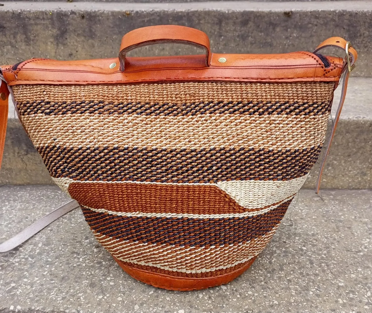 Handmade Woven Sisal Sling Bag - Boho Eco-Friendly Crossbody Bag | Sustainable Natural Fiber Purse | African Artisan Handcrafted Bag