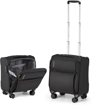 Hanke 16 Inch Underseat Carry On Luggage with Spinner Wheels Airline Approved, Small Rolling Suitcase Softside Underseater Lightweight TSA Travel Roller Suitcase Carry-On Bag(Black)