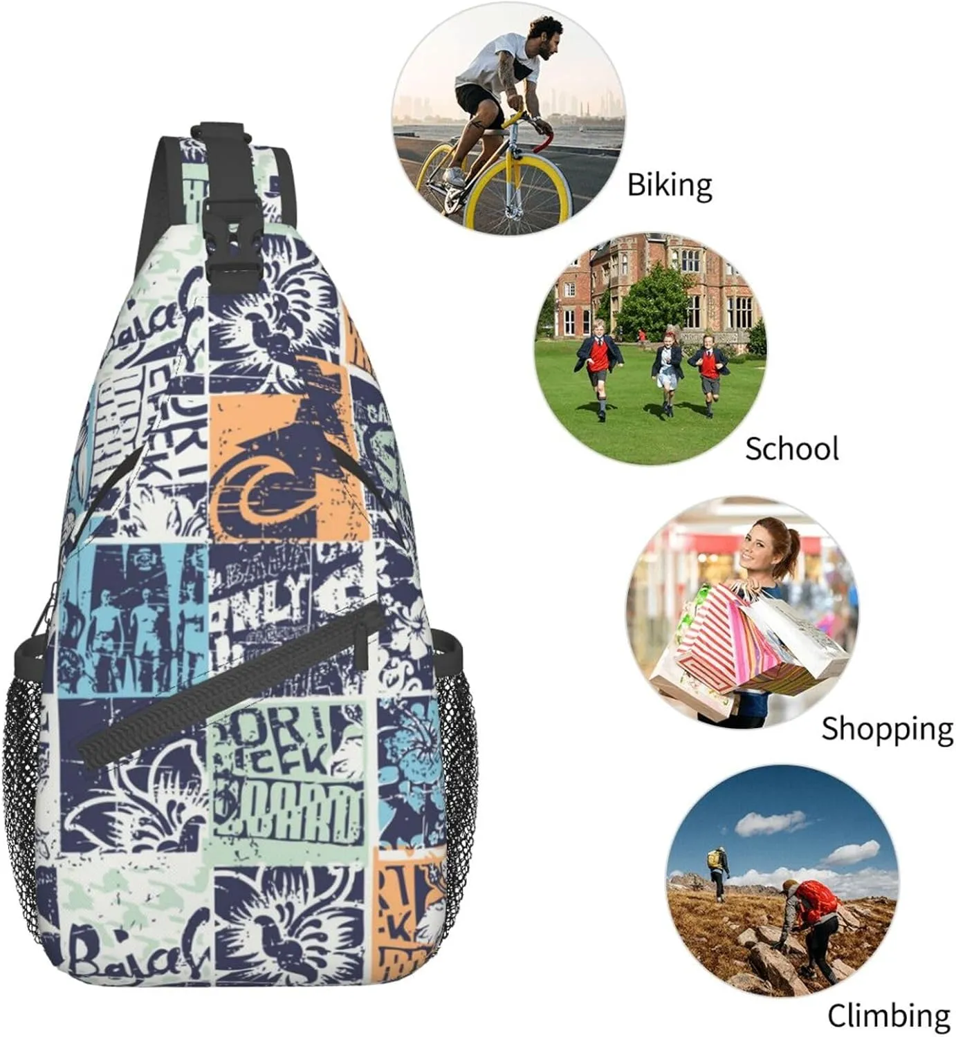 Hawaii Crossbody Bag Beach Shoulder Bag Backpack Hawaiian Sling Bag Chest Casual Daypack Bag for Hawaii