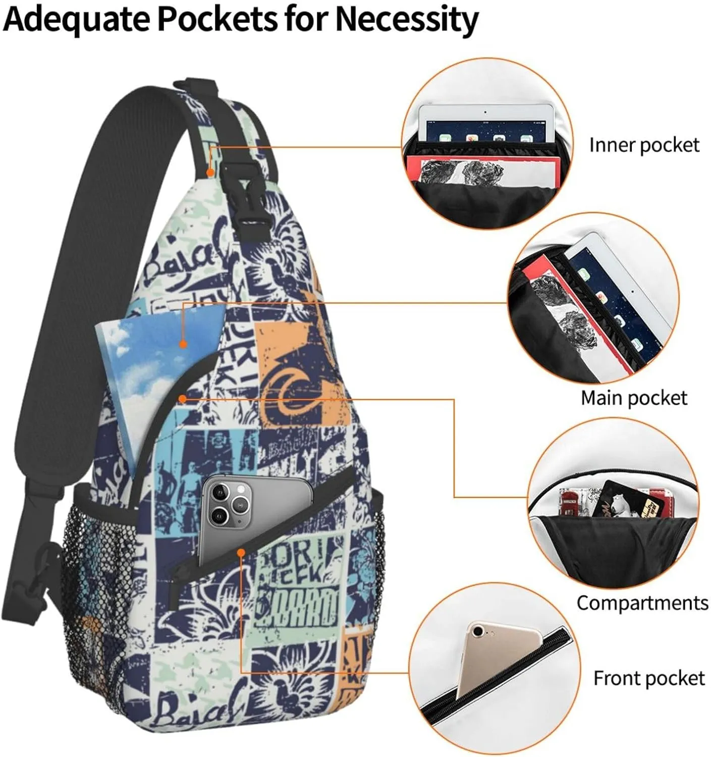 Hawaii Crossbody Bag Beach Shoulder Bag Backpack Hawaiian Sling Bag Chest Casual Daypack Bag for Hawaii