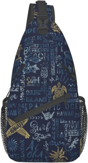Hawaii Crossbody Bag Beach Shoulder Bag Backpack Hawaiian Sling Bag Chest Casual Daypack Bag for Hawaii