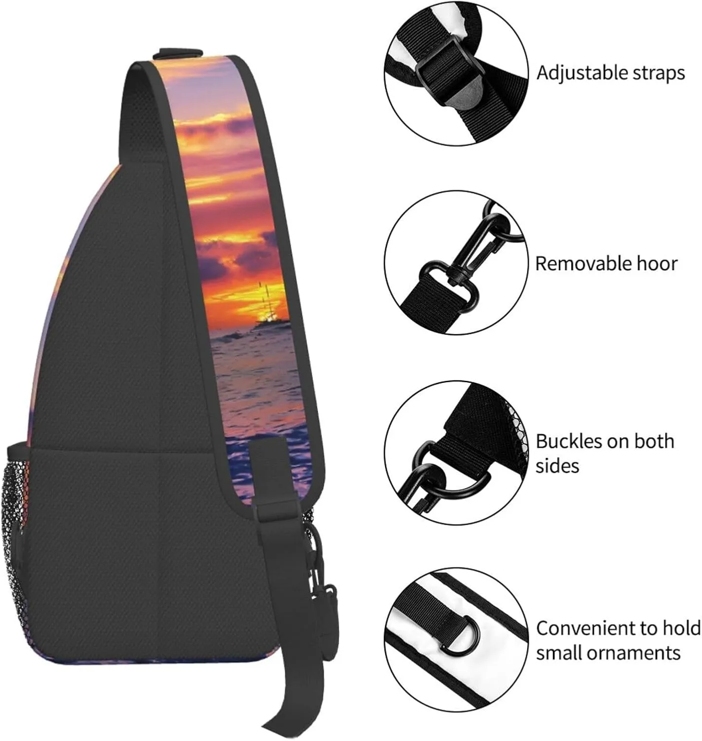 Hawaiian Sunset Chest Sling Bag Crossbody Shoulder Backpack Bag Gym Cycling Travel Hiking Daypack Cross Bag