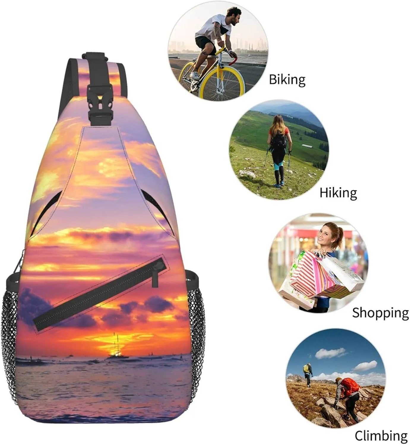 Hawaiian Sunset Chest Sling Bag Crossbody Shoulder Backpack Bag Gym Cycling Travel Hiking Daypack Cross Bag
