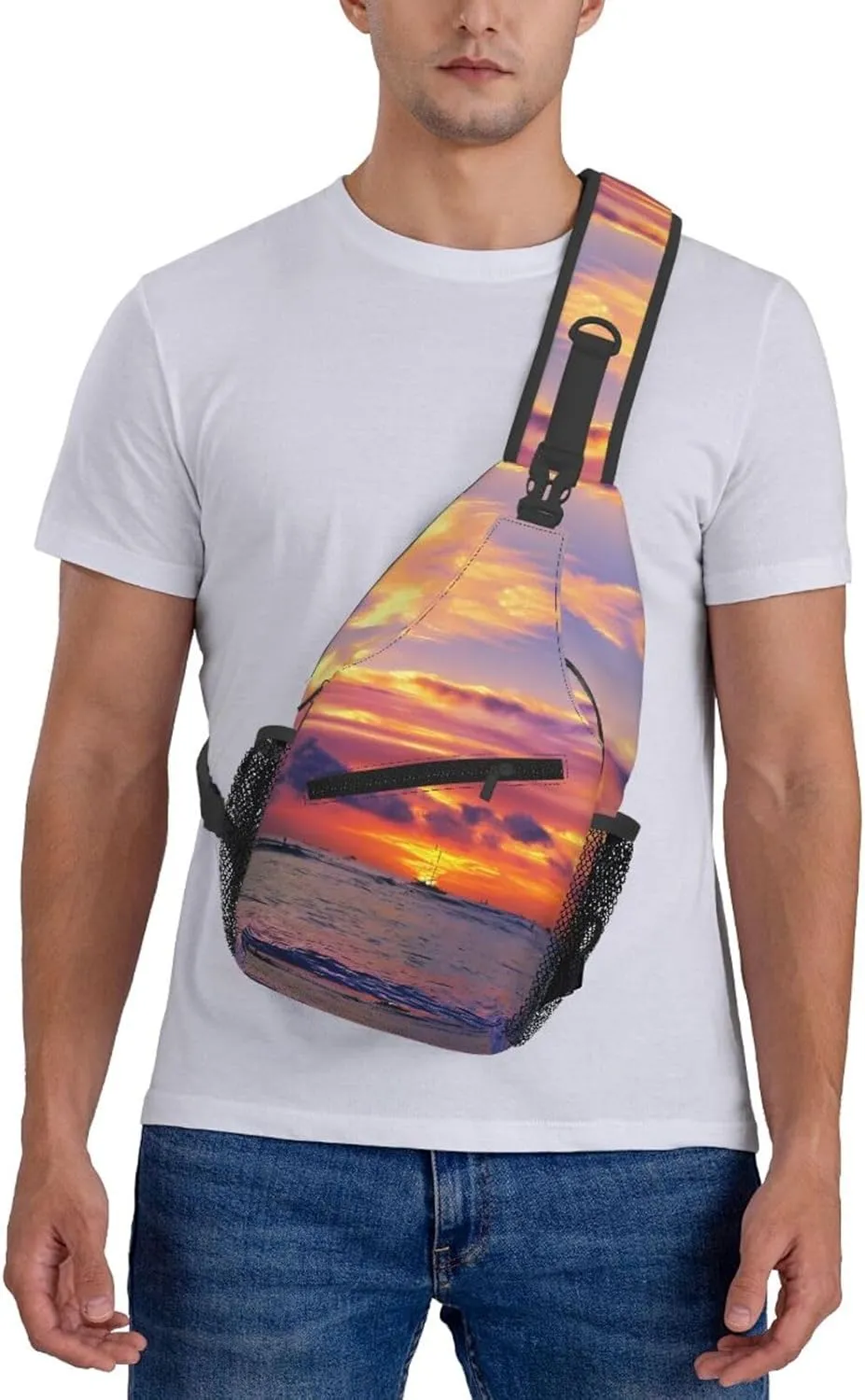 Hawaiian Sunset Chest Sling Bag Crossbody Shoulder Backpack Bag Gym Cycling Travel Hiking Daypack Cross Bag