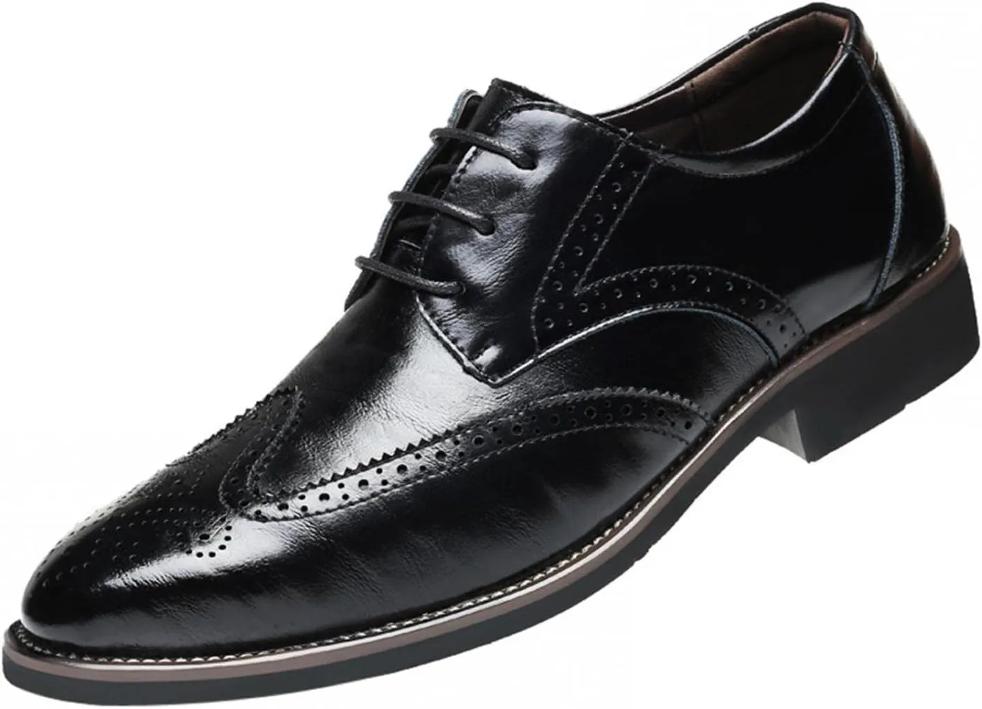 Hbeylia Mens Tuxedo Shoes Patent Leather Lace Up Formal Business Oxford Dress Shoes Classic Fashion Closed Pointed Toe Leather Tuxedo Oxford Wingtip Dress Shoes For Men Business Office Work Wedding