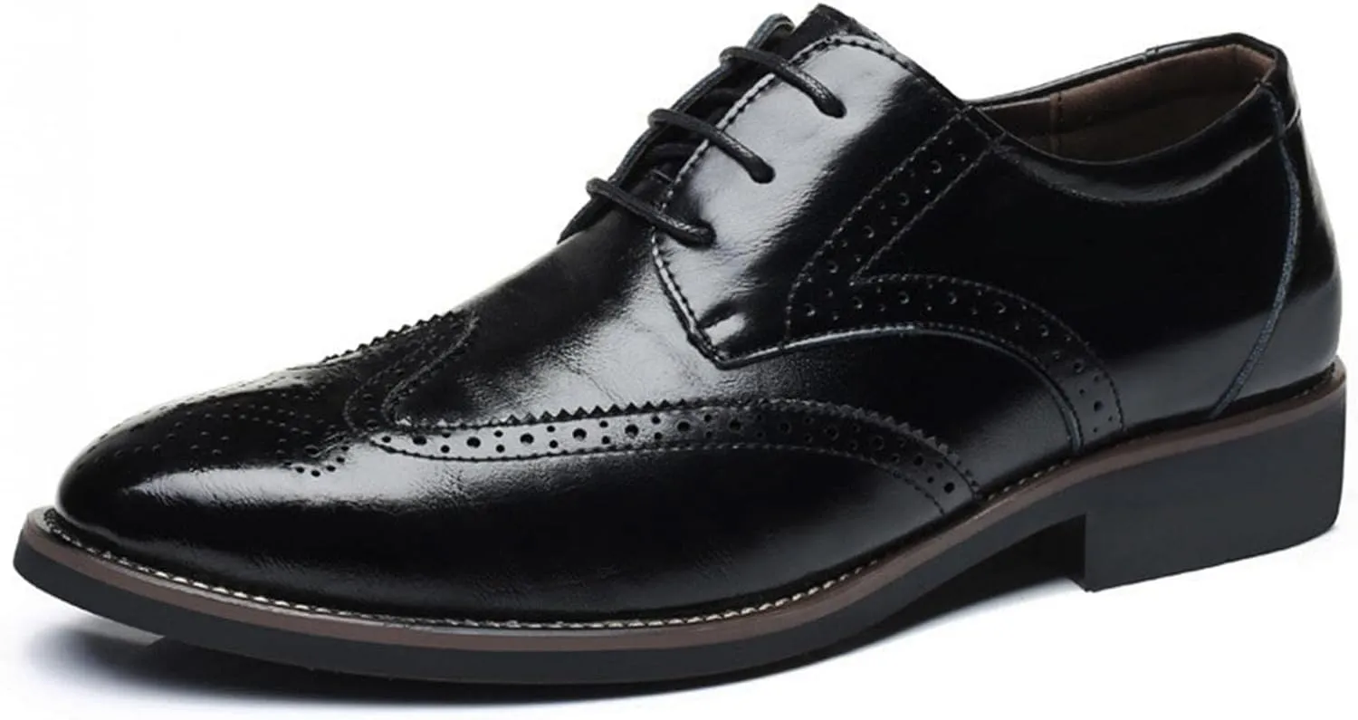 Hbeylia Mens Tuxedo Shoes Patent Leather Lace Up Formal Business Oxford Dress Shoes Classic Fashion Closed Pointed Toe Leather Tuxedo Oxford Wingtip Dress Shoes For Men Business Office Work Wedding