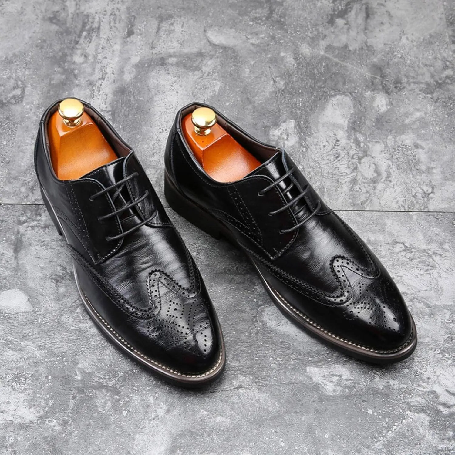 Hbeylia Mens Tuxedo Shoes Patent Leather Lace Up Formal Business Oxford Dress Shoes Classic Fashion Closed Pointed Toe Leather Tuxedo Oxford Wingtip Dress Shoes For Men Business Office Work Wedding