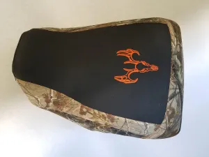 HCC Racing seat cover compatible with Honda TRX 350 fits 1986-1989 black gripper/Realtree AP deer skull orange