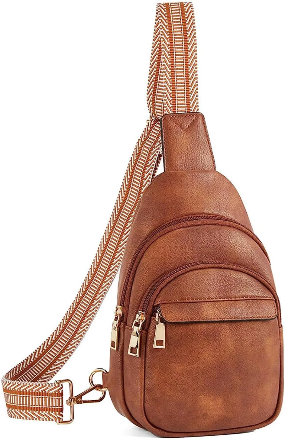 Hebetag Leather Sling Bag Casual Crossbody Daypack for Women Lady Outdoor Travel Camping Hiking Fishing Shoulder Chest Pack