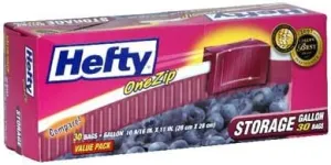 Hefty - One Zip Click Gallon Storage Bags - 30 Bags