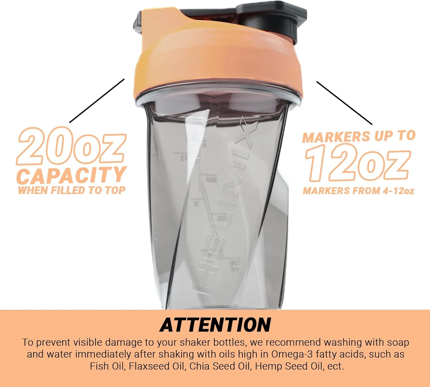 HELIMIX 1.5 Vortex Blender Shaker Bottle Holds Upto 20oz | No Blending Ball or Whisk | USA Made | Portable Pre Workout Whey Protein Drink Shaker Cup | Mixes Cocktails Smoothies Shakes | Top Rack Safe