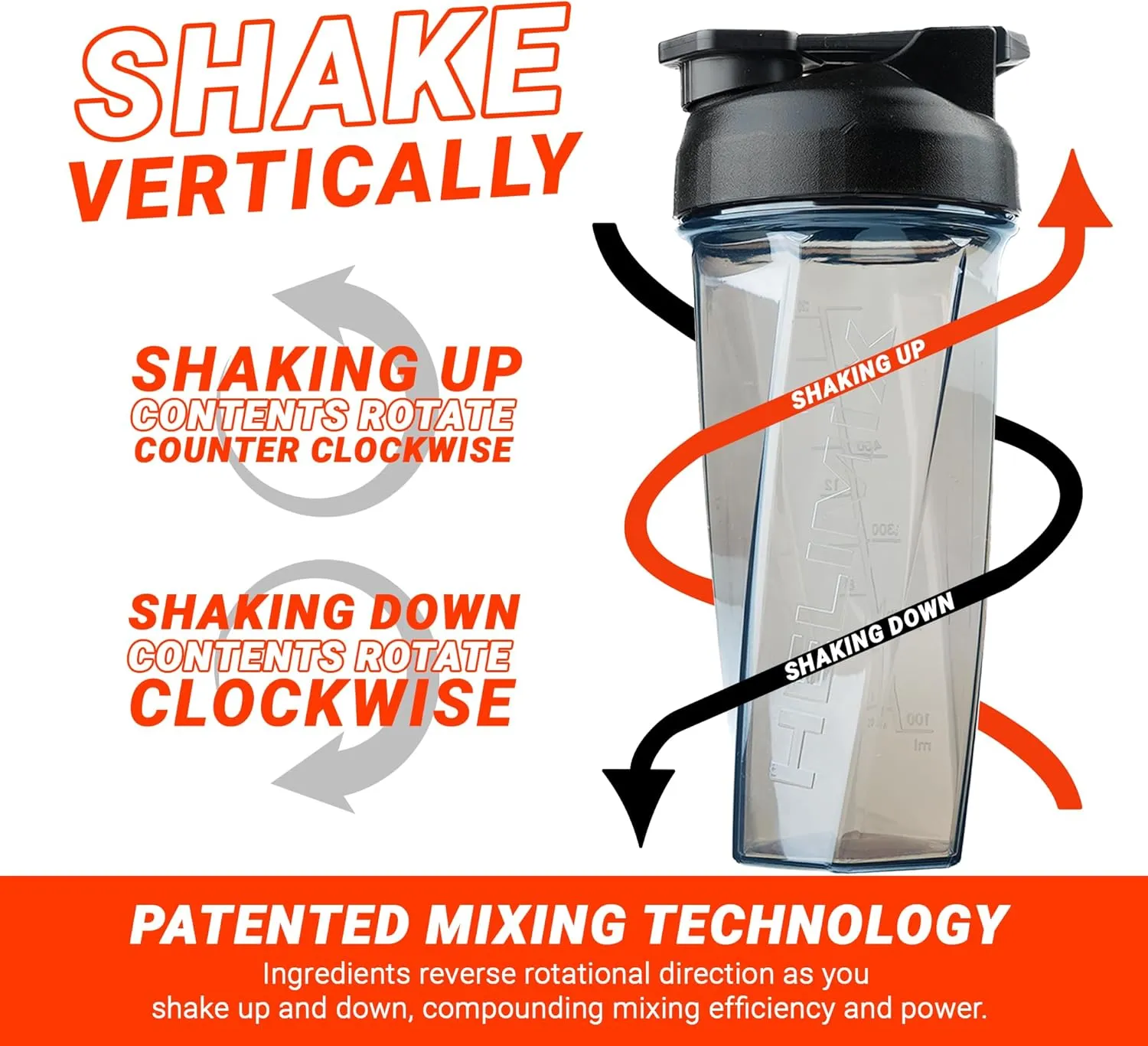 HELIMIX 2.0 Vortex Blender Shaker Bottle Holds upto 28oz | No Blending Ball or Whisk | USA Made | Portable Pre Workout Whey Protein Drink Cup | Mixes Cocktails Smoothies Shakes | Top Rack Safe