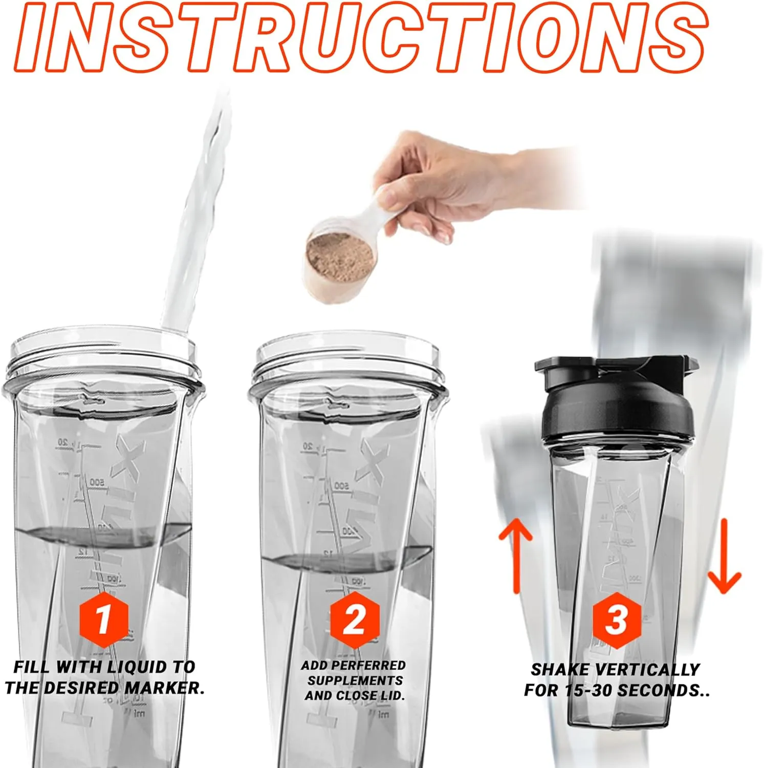 HELIMIX 2.0 Vortex Blender Shaker Bottle Holds upto 28oz | No Blending Ball or Whisk | USA Made | Portable Pre Workout Whey Protein Drink Cup | Mixes Cocktails Smoothies Shakes | Top Rack Safe