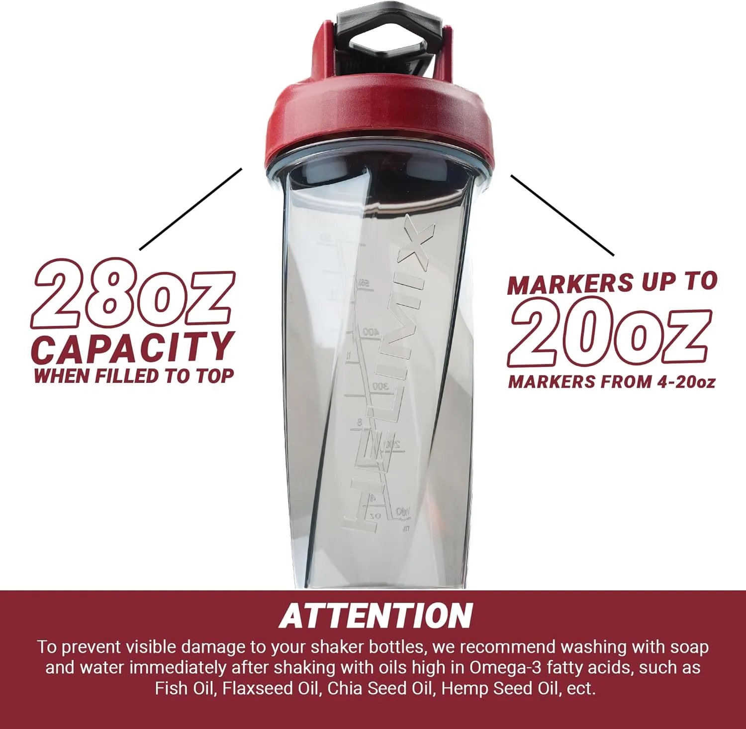 HELIMIX 2.0 Vortex Blender Shaker Bottle Holds upto 28oz | No Blending Ball or Whisk | USA Made | Portable Pre Workout Whey Protein Drink Shaker Cup | Mixes Cocktails Smoothies Shakes | Top Rack Safe