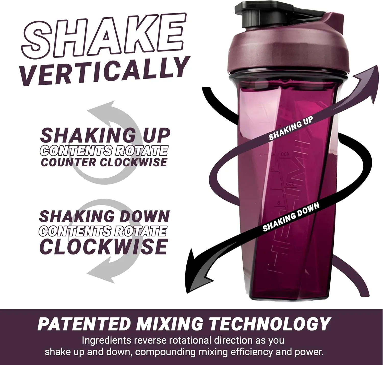 HELIMIX 2.0 Vortex Blender Shaker Bottle Holds upto 28oz | No Blending Ball or Whisk | USA Made | Portable Pre Workout Whey Protein Drink Shaker Cup | Mixes Cocktails Smoothies Shakes | Top Rack Safe