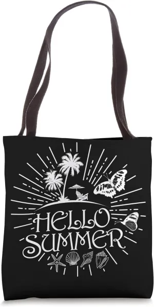 Hello Summer Tropical Vibes Beach Tote Bag
