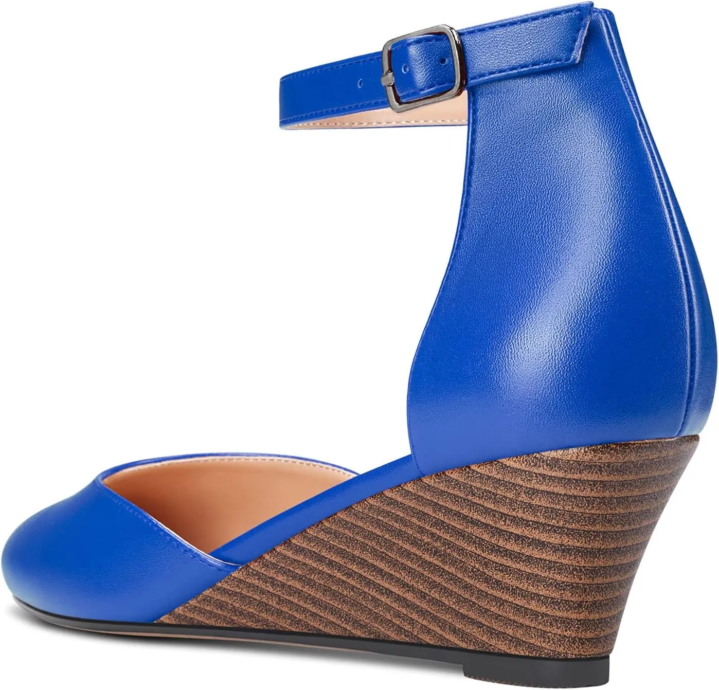 HEUIVZAR Pumps for Women Ankle Strap Closed Round Toe Block Chunky Wedge Low Heel Pumps Matte Shopping Vacation Classic 2 Inch