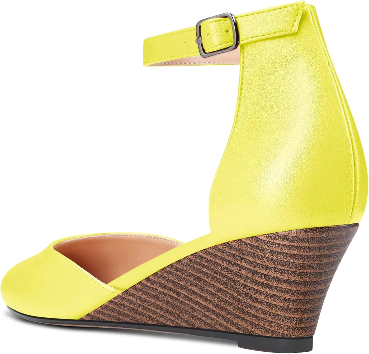 HEUIVZAR Pumps for Women Ankle Strap Closed Round Toe Block Chunky Wedge Low Heel Pumps Matte Shopping Vacation Classic 2 Inch