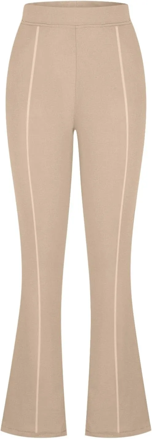 HGps8w Pull On Dress Pants for Women with Pockets, Business Casual High Waisted Stretchy Bootcut/Straight Work Pants