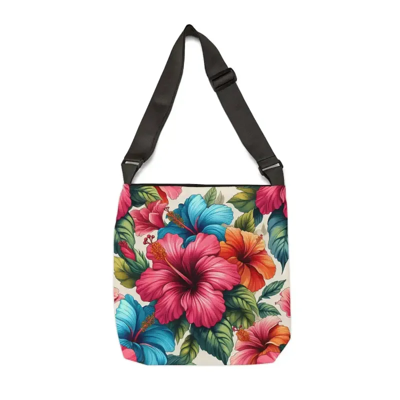Hibiscus Tote Bag with Adjustable Straps and Secure Zip