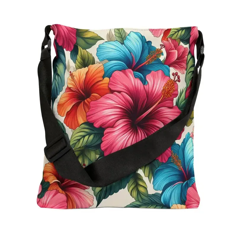 Hibiscus Tote Bag with Adjustable Straps and Secure Zip